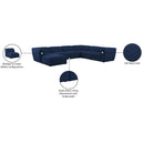Meridian Miramar Navy Durable Linen Textured Modular Sectional IMAGE 10