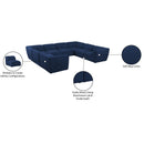Meridian Miramar Navy Durable Linen Textured Modular Sectional IMAGE 10
