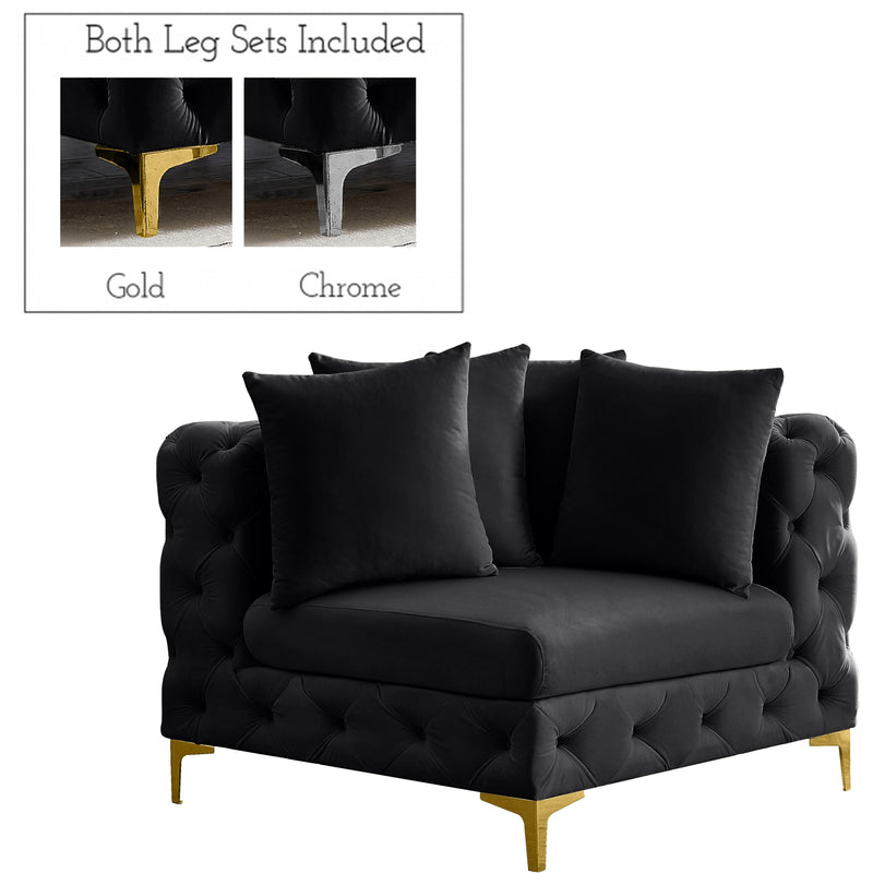 Meridian Tremblay Stationary Fabric Chair 686Black-Corner IMAGE 1