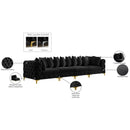 Meridian Tremblay Black Velvet Modular Sofa IMAGE 12