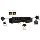 Meridian Tremblay Black Velvet Modular Sectional IMAGE 14