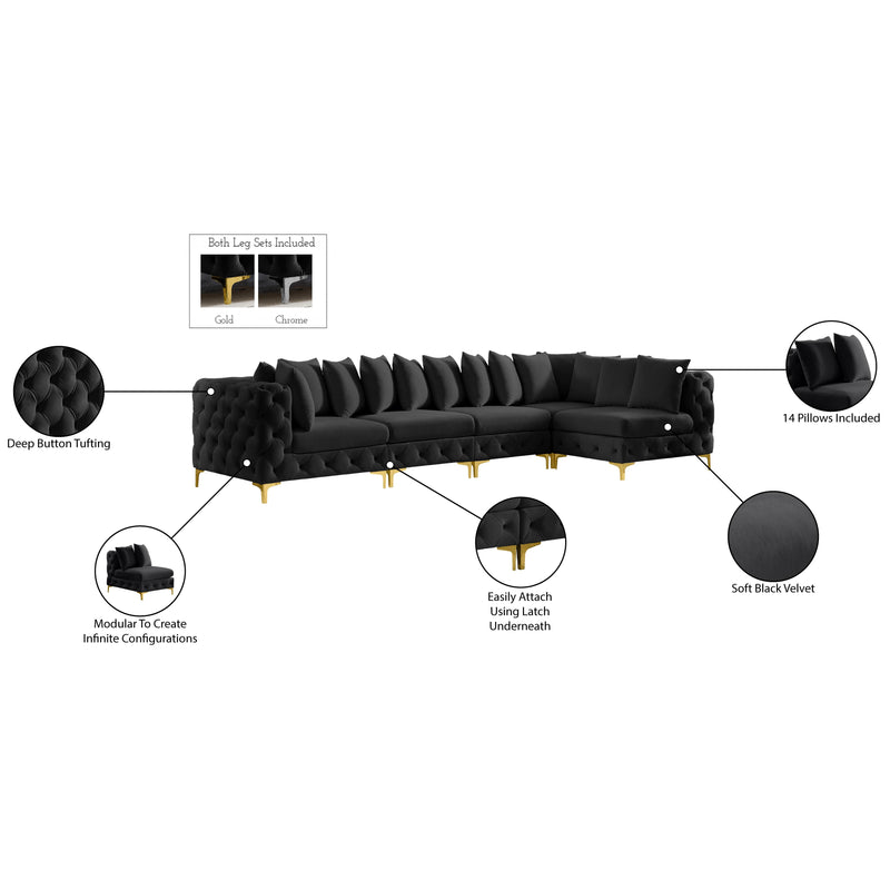 Meridian Tremblay Black Velvet Modular Sectional IMAGE 14