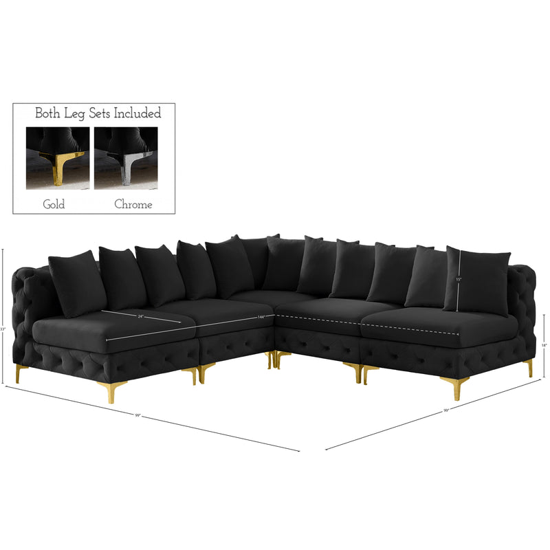 Meridian Tremblay Black Velvet Modular Sectional IMAGE 11