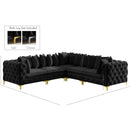 Meridian Tremblay Black Velvet Modular Sectional IMAGE 11
