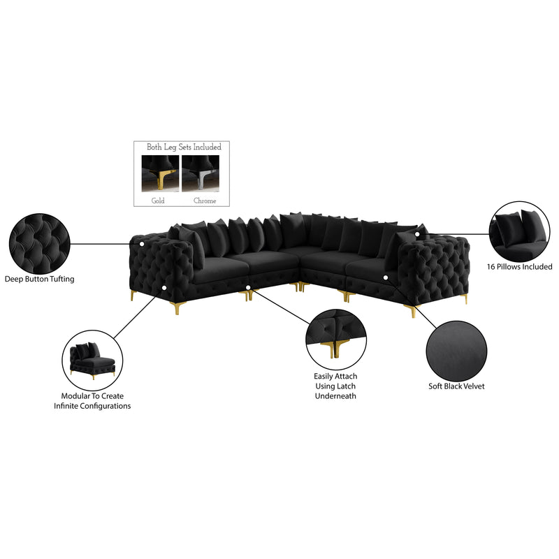 Meridian Tremblay Black Velvet Modular Sectional IMAGE 12