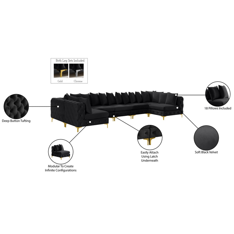 Meridian Tremblay Black Velvet Modular Sectional IMAGE 14