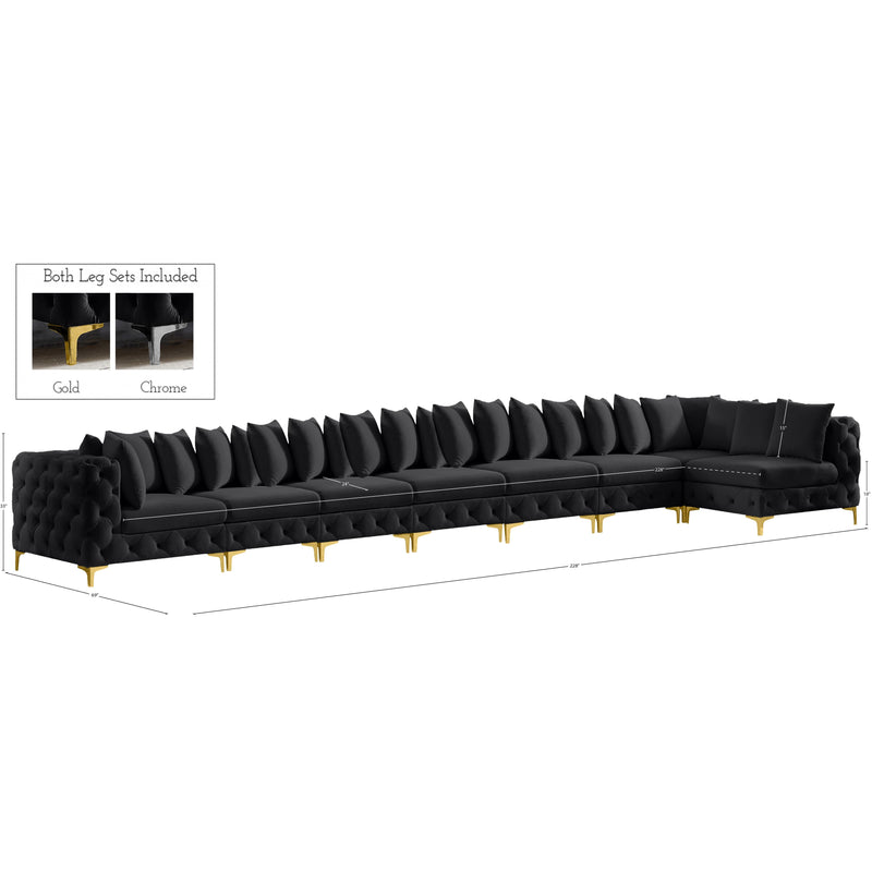 Meridian Tremblay Black Velvet Modular Sectional IMAGE 17