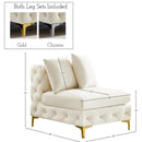 Meridian Tremblay Cream Velvet Armless Chair IMAGE 15