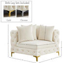 Meridian Tremblay Cream Velvet Corner Chair IMAGE 13