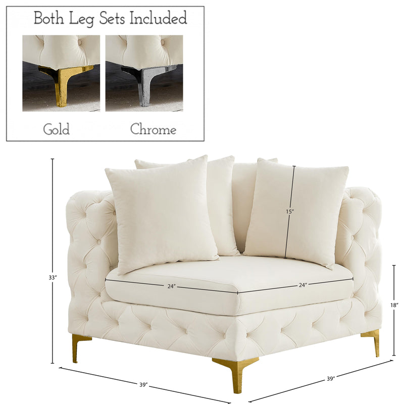 Meridian Tremblay Cream Velvet Corner Chair IMAGE 13