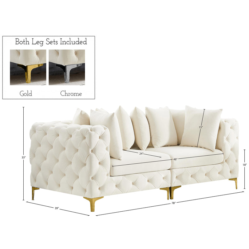 Meridian Tremblay Cream Velvet Modular Sofa IMAGE 13