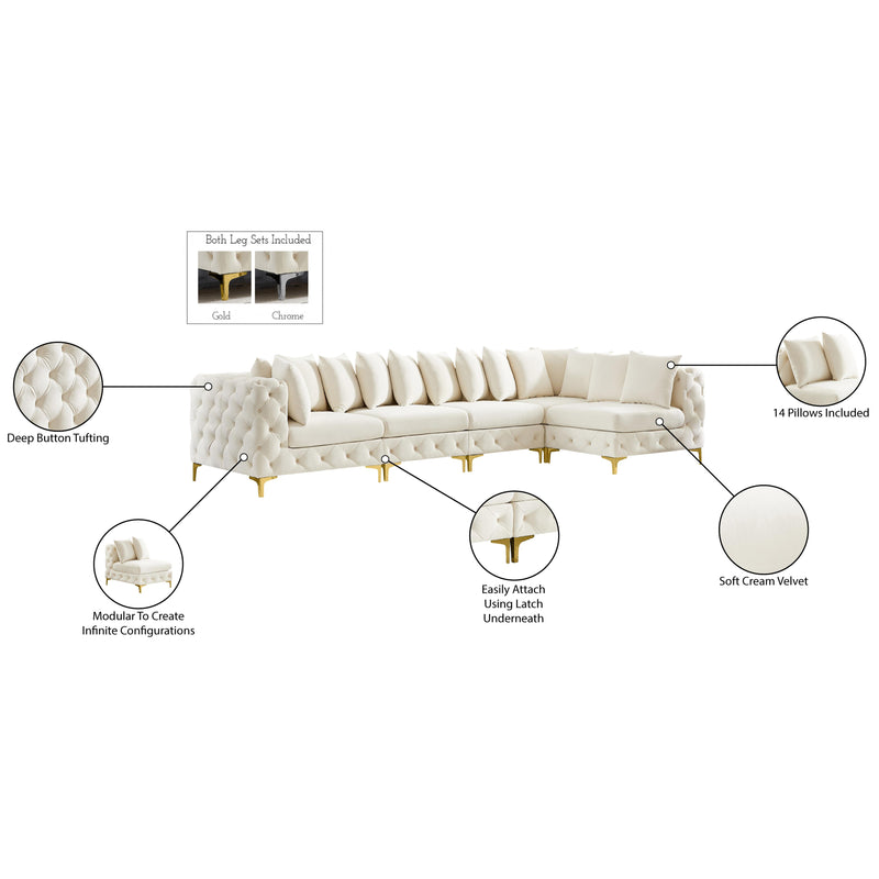 Meridian Tremblay Cream Velvet Modular Sectional IMAGE 14