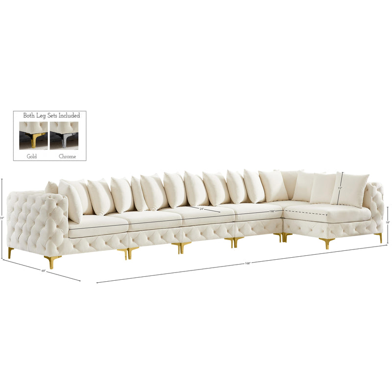 Meridian Tremblay Cream Velvet Modular Sectional IMAGE 17