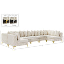 Meridian Tremblay Cream Velvet Modular Sectional IMAGE 13