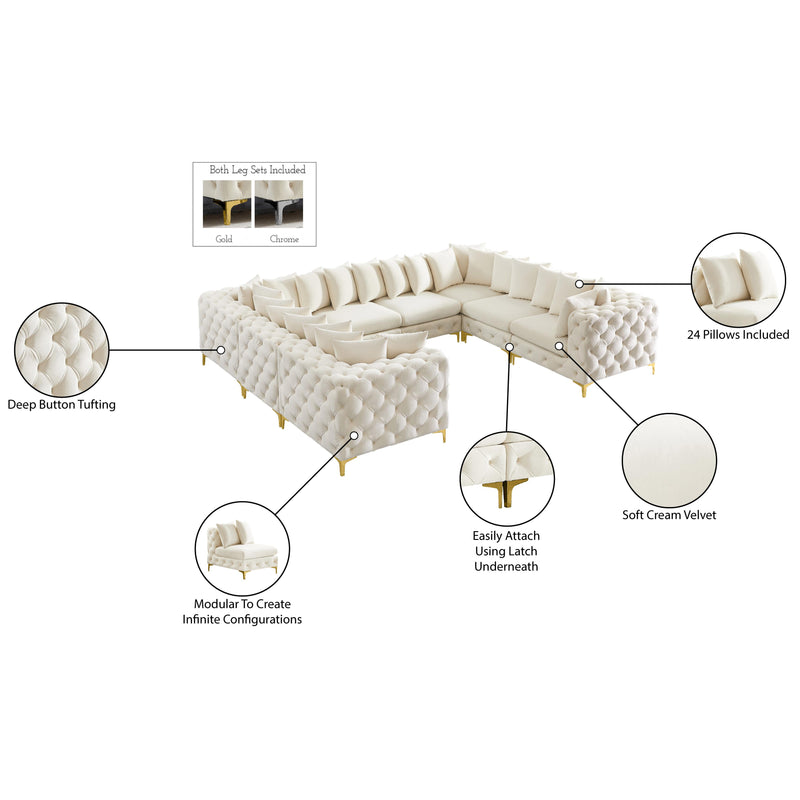 Meridian Tremblay Cream Velvet Modular Sectional IMAGE 14