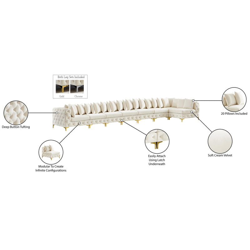Meridian Tremblay Cream Velvet Modular Sectional IMAGE 18