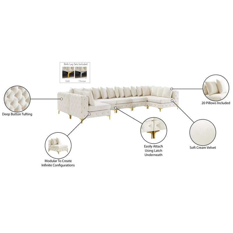 Meridian Tremblay Cream Velvet Modular Sectional IMAGE 16