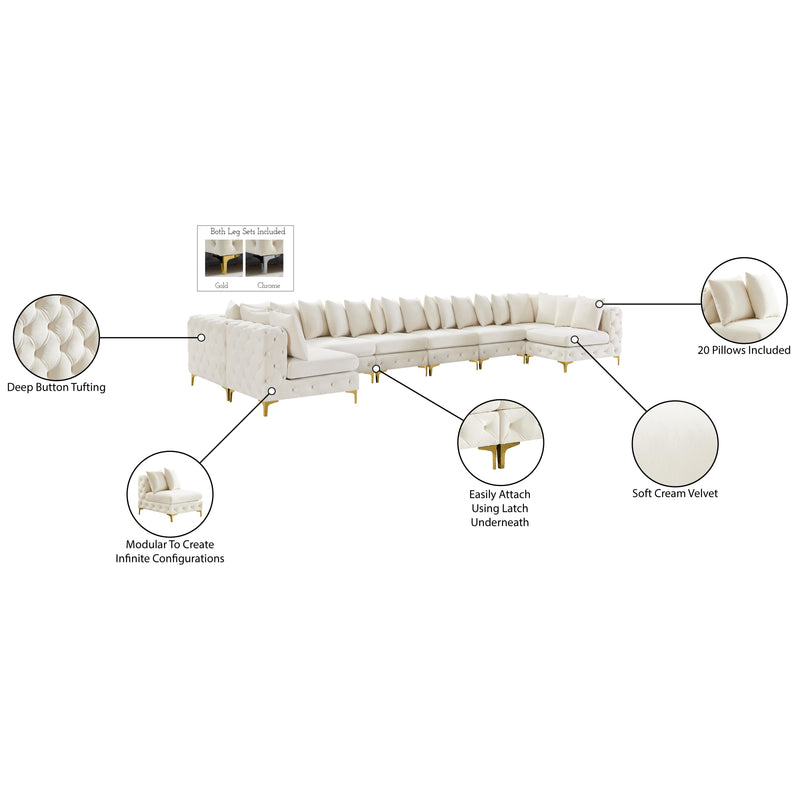 Meridian Tremblay Cream Velvet Modular Sectional IMAGE 16