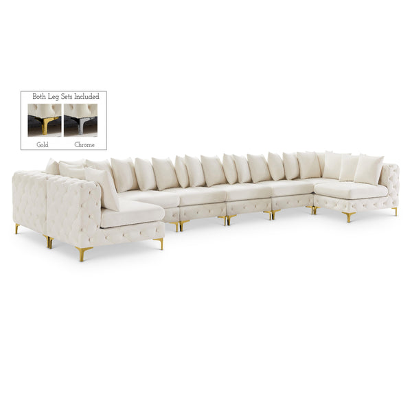 Meridian Tremblay Cream Velvet Modular Sectional IMAGE 1