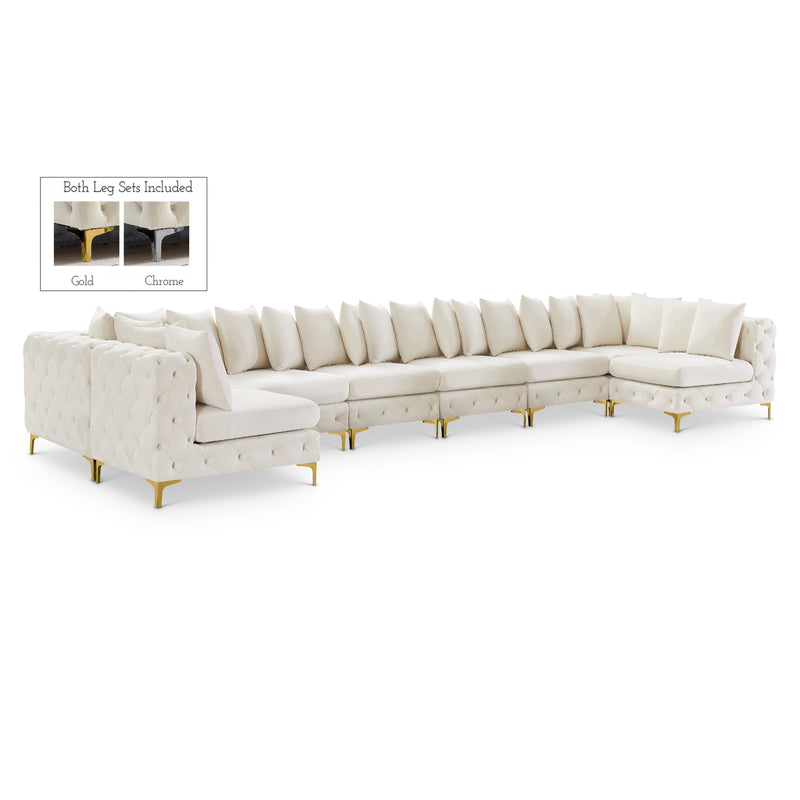 Meridian Tremblay Cream Velvet Modular Sectional IMAGE 1