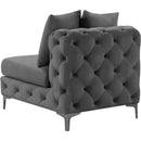 Meridian Tremblay Grey Velvet Armless Chair IMAGE 10