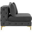 Meridian Tremblay Grey Velvet Armless Chair IMAGE 13