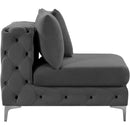 Meridian Tremblay Grey Velvet Armless Chair IMAGE 14