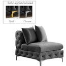 Meridian Tremblay Grey Velvet Armless Chair IMAGE 2
