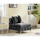 Meridian Tremblay Grey Velvet Armless Chair IMAGE 3