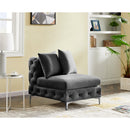 Meridian Tremblay Grey Velvet Armless Chair IMAGE 4