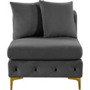 Meridian Tremblay Grey Velvet Armless Chair IMAGE 5