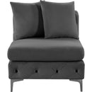 Meridian Tremblay Grey Velvet Armless Chair IMAGE 6