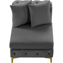 Meridian Tremblay Grey Velvet Armless Chair IMAGE 7