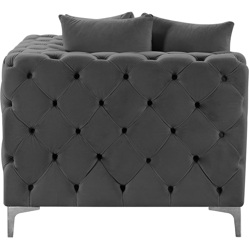 Meridian Tremblay Grey Velvet Corner Chair IMAGE 10