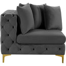 Meridian Tremblay Grey Velvet Corner Chair IMAGE 11