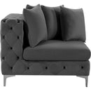 Meridian Tremblay Grey Velvet Corner Chair IMAGE 12