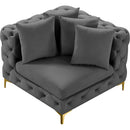 Meridian Tremblay Grey Velvet Corner Chair IMAGE 5