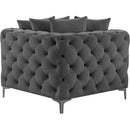 Meridian Tremblay Grey Velvet Corner Chair IMAGE 8
