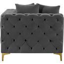 Meridian Tremblay Grey Velvet Corner Chair IMAGE 9