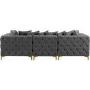 Meridian Tremblay Grey Velvet Modular Sofa IMAGE 11