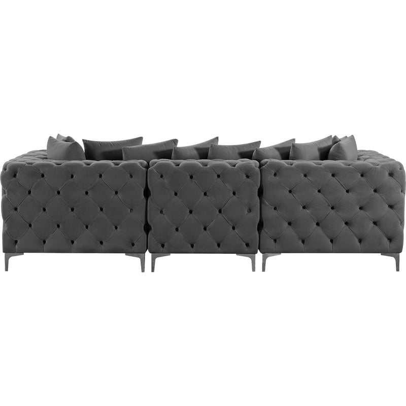 Meridian Tremblay Grey Velvet Modular Sofa IMAGE 12