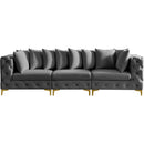 Meridian Tremblay Grey Velvet Modular Sofa IMAGE 5