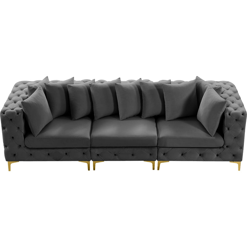 Meridian Tremblay Grey Velvet Modular Sofa IMAGE 7