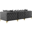 Meridian Tremblay Grey Velvet Modular Sofa IMAGE 9