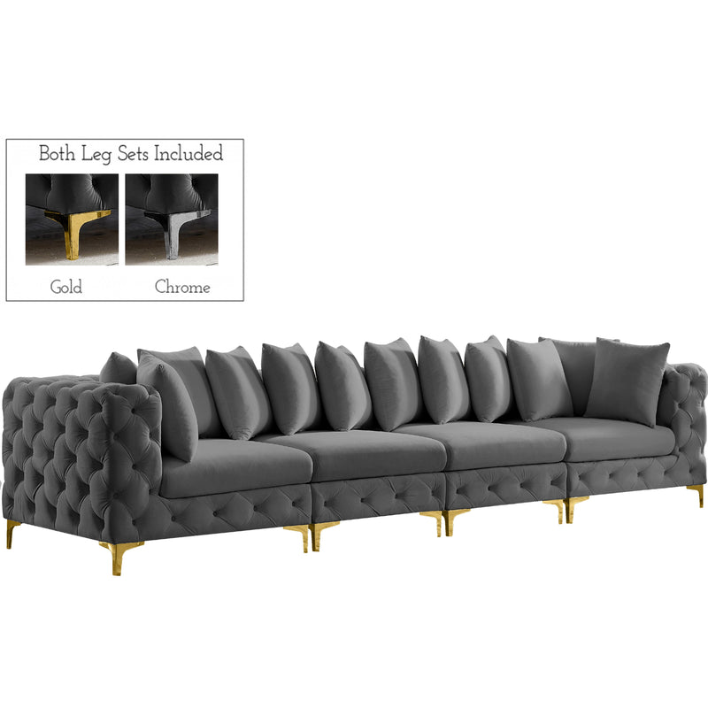 Meridian Tremblay Grey Velvet Modular Sofa IMAGE 1