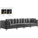 Meridian Tremblay Grey Velvet Modular Sofa IMAGE 2