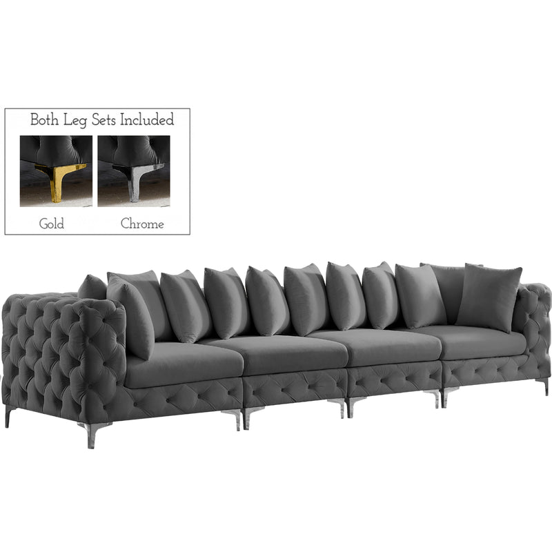 Meridian Tremblay Grey Velvet Modular Sofa IMAGE 2