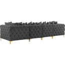Meridian Tremblay Grey Velvet Modular Sofa IMAGE 7