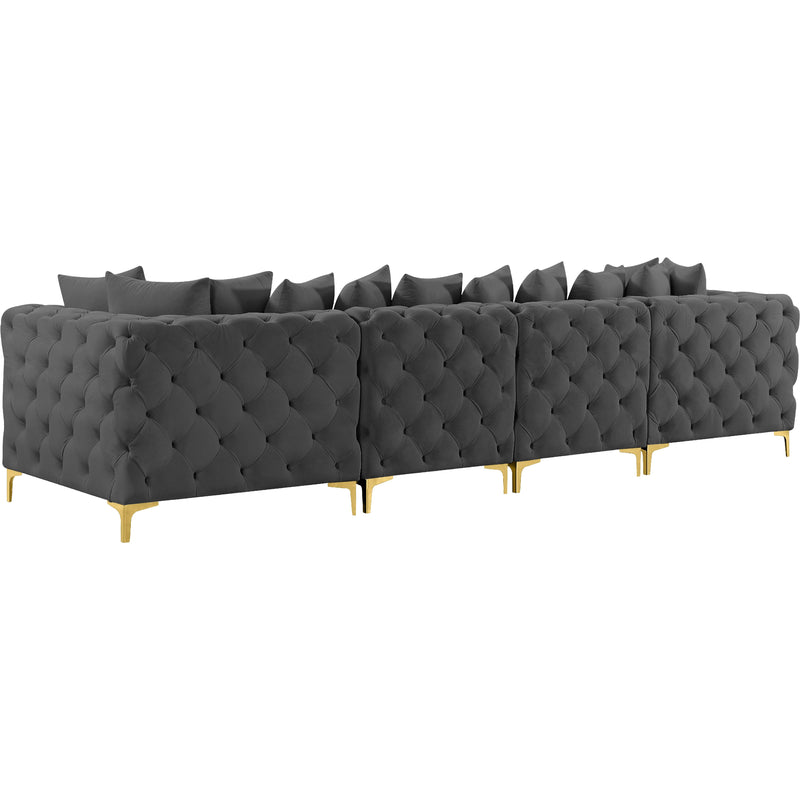 Meridian Tremblay Grey Velvet Modular Sofa IMAGE 7