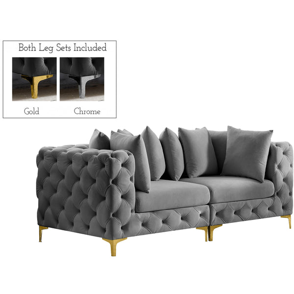 Meridian Tremblay Grey Velvet Modular Sofa IMAGE 1